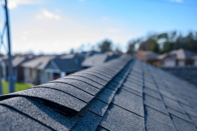 roof ridge of asphalt shingles