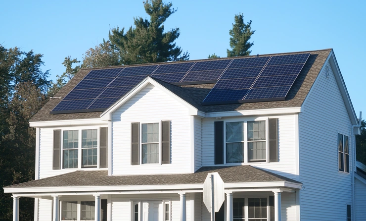 single family house with solar panels